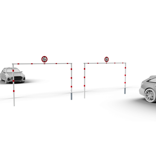 Height restriction barriers | stationary | fixed, 100 x 100 mm, for casting in concrete | total width: 3000 mm | clear height: approx. 2300 mm